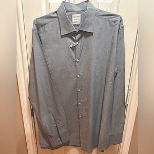 Billy Reid 100% cotton shirt grey stripe size 17.5 fit 2 made in Italy